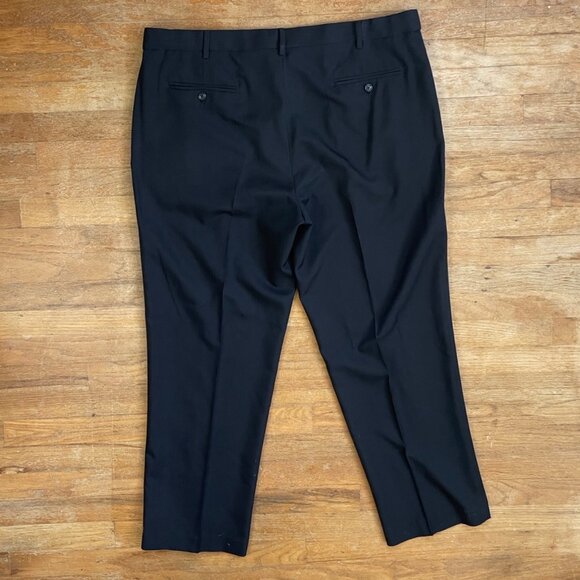Savane Dress Pants Size 42x30 Black Herringbone Woven Trousers Stretch Waist - Picture 4 of 5
